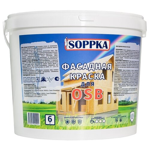 декоративная штукатурка soppka для osb 6кг Soppka Фасадная для OSB матовая белый 3.27 л 6 кг