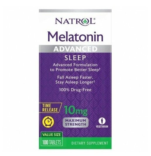 Таблетки Natrol Melatonin Advanced Sleep Time Release, 10 мг, 100 шт.