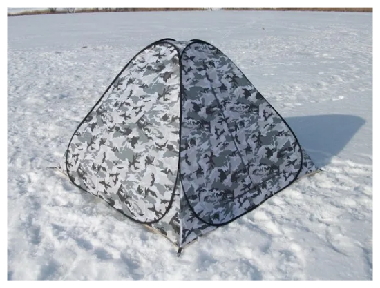 Палатка туристическая "Турист", однослойная, 230х230х150 см, для зимней рыбалки, защитного цвета (бело-серая)
