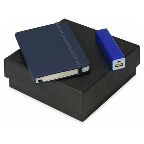 Подарочный набор To go с блокнотом А6 и зарядным устройством 70030902 синий А6 16 х 15 х 6 блокнот - картон с покрытием из полиуретана имитирующего кожу портативное зарядное устройство - металл 194500₽