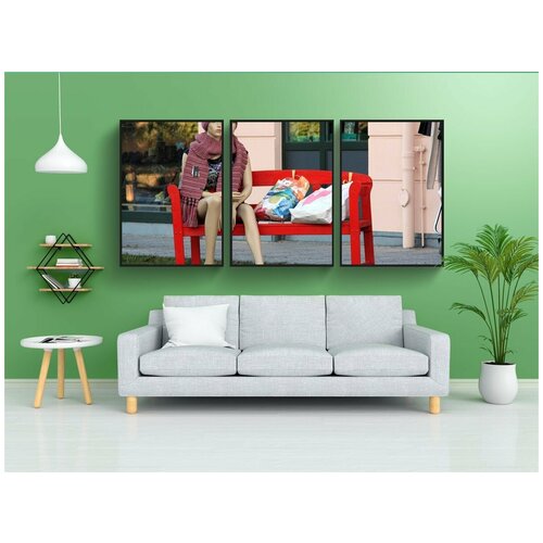 фото Набор модулных постеров для интерьера "манекен, банк, марионетка" 60x90 см. в тубусе, без рамки lotsprints