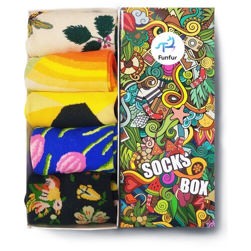 фото Носки funfur, 5 пар, 5 уп., размер 34-41, красный