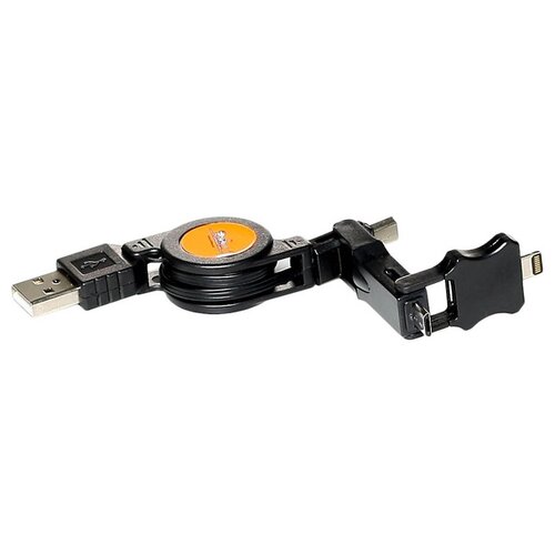 AIRLINE USB 2.0(m) - miniUSB(m)/microUSB(m)/Lightning(m) (ACH-R-07), 0.8 м, черный