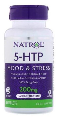 Таблетки Natrol 5-HTP Time Release, 200 мг, 30 шт.