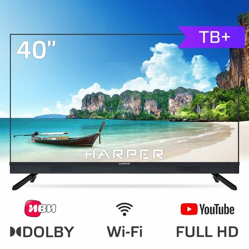 Телевизор HARPER 40F820TS, TV+, черный телевизор harper 65q850ts