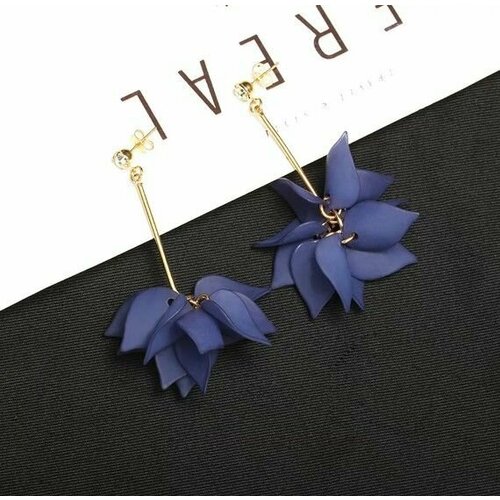 Серьги размер 40 мм синий 310₽