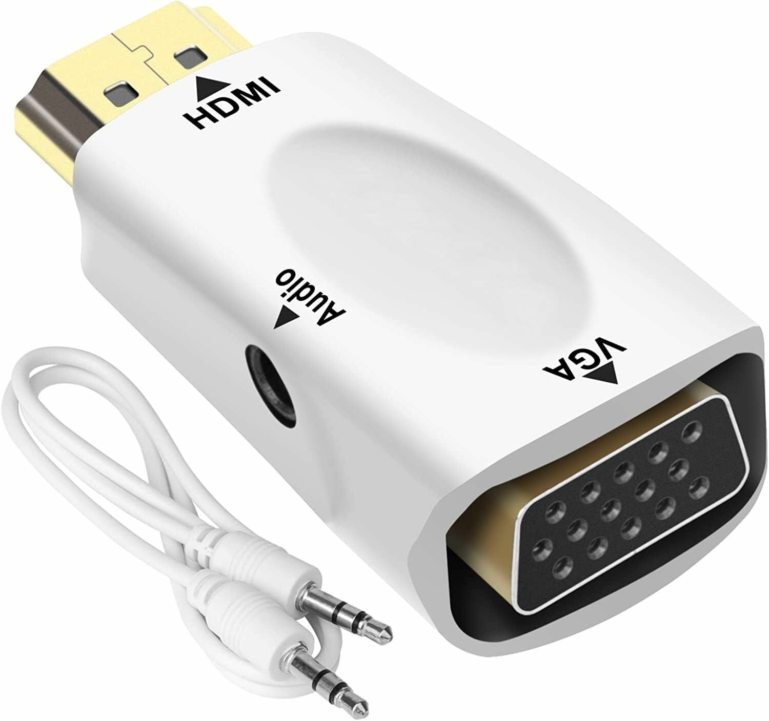 Видеоадаптер HDMI (M) -> VGA+аудио (F), белый, литой
