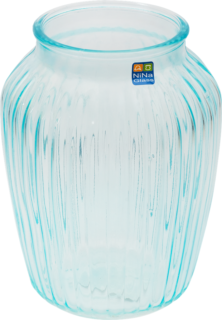 фото Ваза для цветов NinaGlass Луана, Бирюза, высота 19,5 см