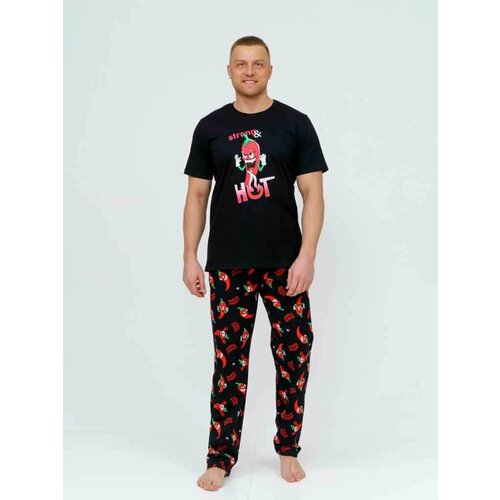 Пижама ИСА-Текс, размер 52, черный, красный туника иса текс размер 52 черный