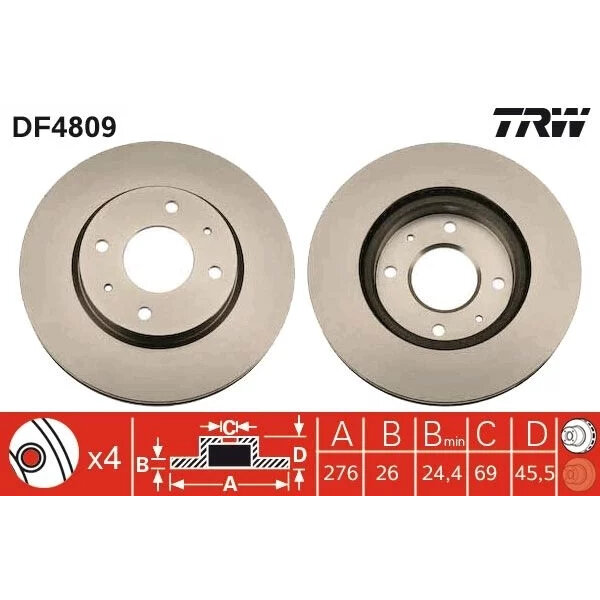 Диск Тормозной Передний Mitshubishi Lancer 9 Trw Df4809 Mitshubishi Lancer 9 TRW арт. DF4809