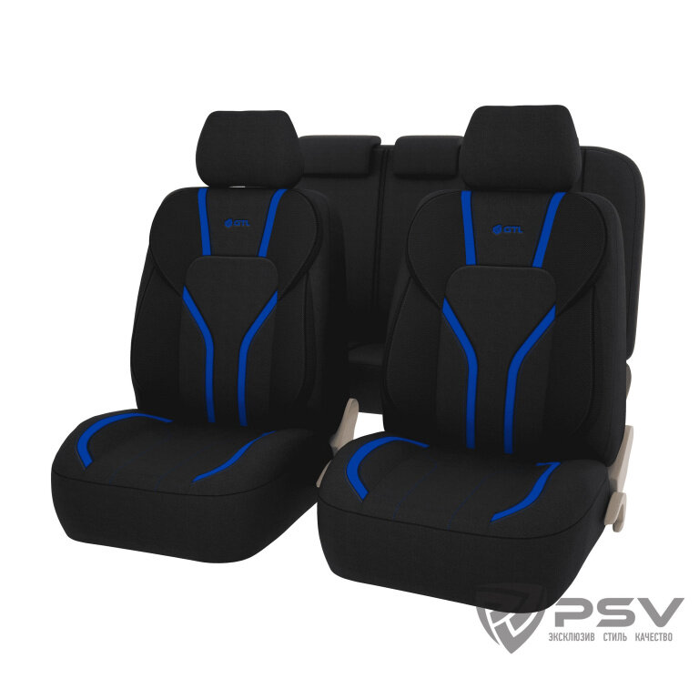 Чехлы на сиденья универсальные PSV GTL Triumf с боковыми поддержками, черно-синие