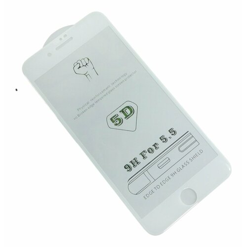Защитное стекло с рамкой 3D олеофобное покрытие для iPhone 7 Plus8 Plus Белое 296₽