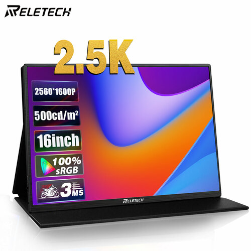 Reletech 16-дюймовый портативный монитор 1600P 2.5K игровой дисплей для коммутатора Steam Deck PS5 Xbox