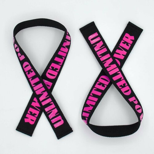 Лямки Unlimited Power, для тяги, тяжелоатлетические, 65см, черно-розовые