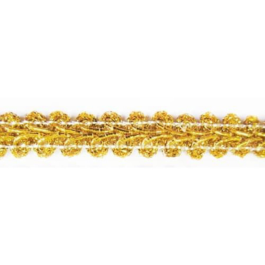 Тесьма металлизированная отделочная 13 мм (арт. 8864) золото / Тесьма вязаная с люрексом для рукоделия 18 метров