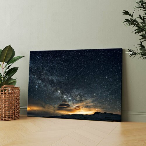 Картина на холсте (Ночное небо с несколькими звездами) 20x30 см. Интерьерная, на стену.