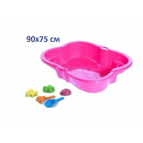 Песочница малиновая с сиденьями и песочным набором