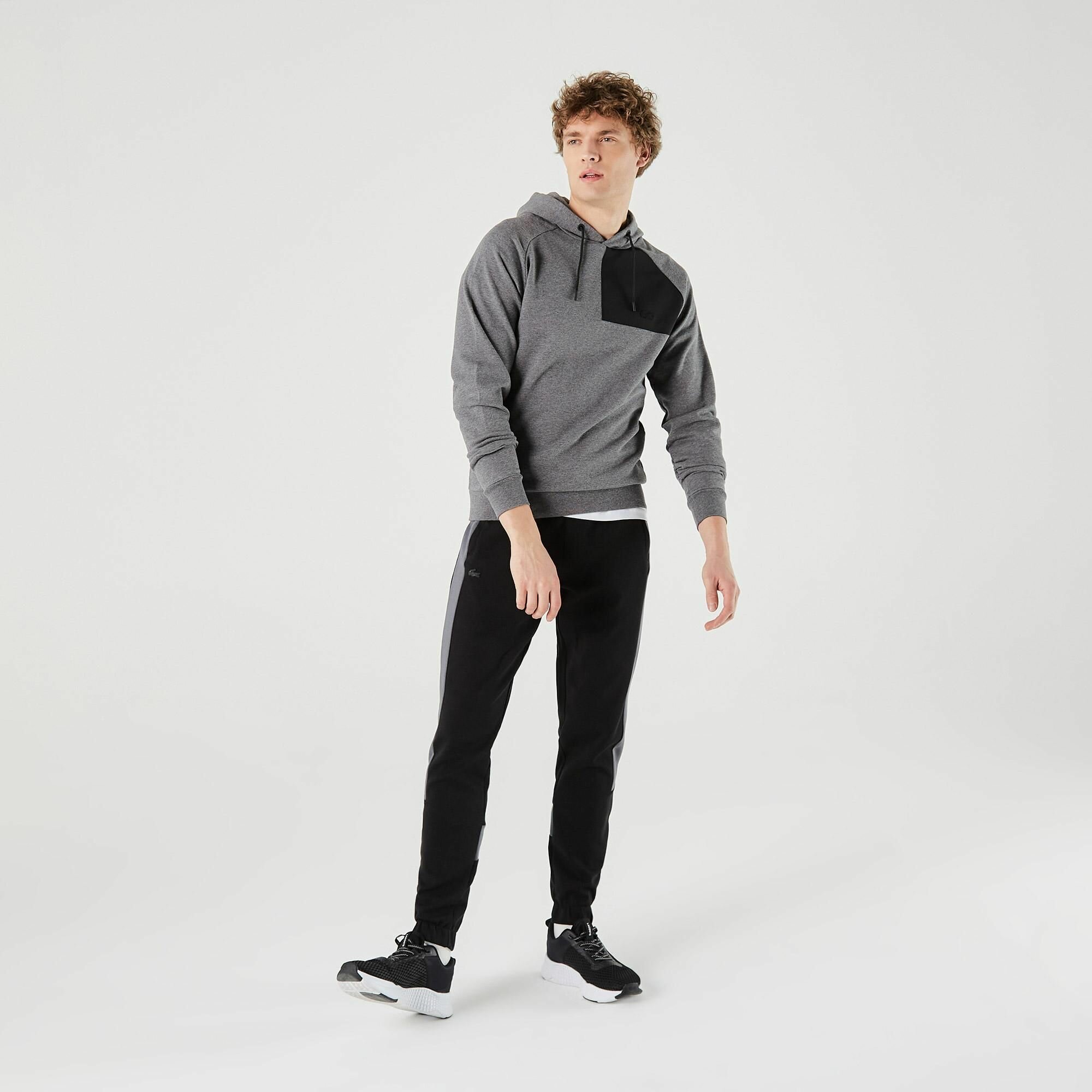Худи LACOSTE Regular fit, размер T2, , серый/черный