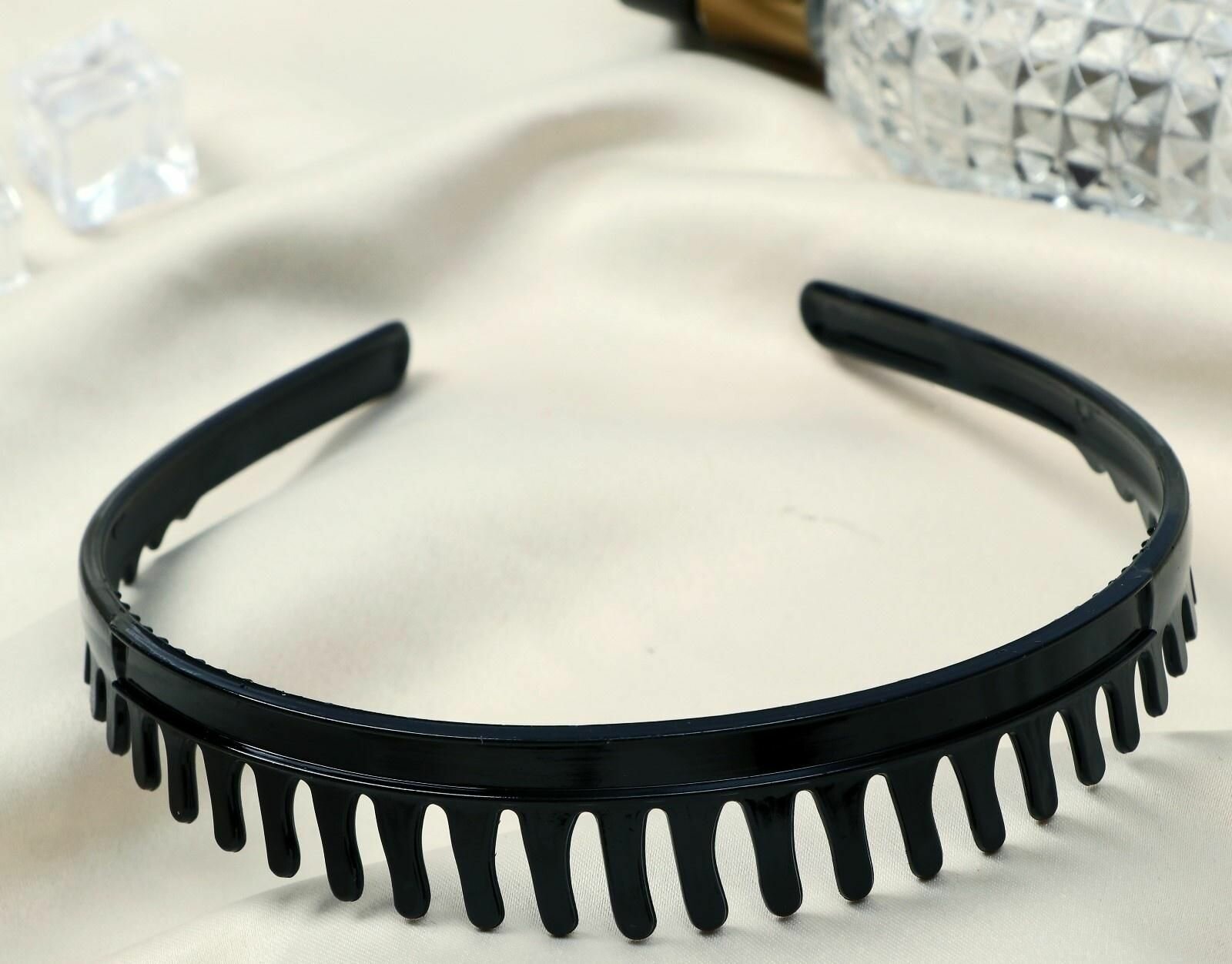 Ободок для волос Ночка гребень классика широкий, 2,2 см, чёрный