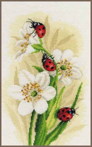 Изображение товара PN-0190657 Набор для вышивки крестом LanArte Ladybug parade "Парад божьих коровок"