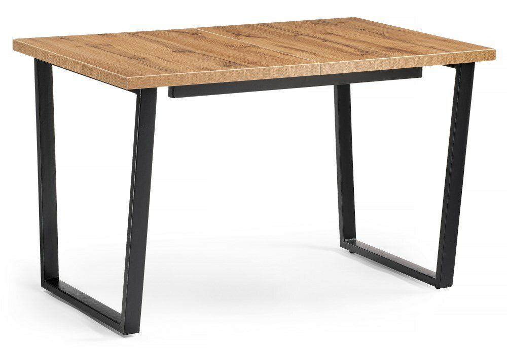 Стол деревянный Notta Стол раскладной Лота Лофт 120(160)х75х75 25 мм черный матовый / дуб вотан