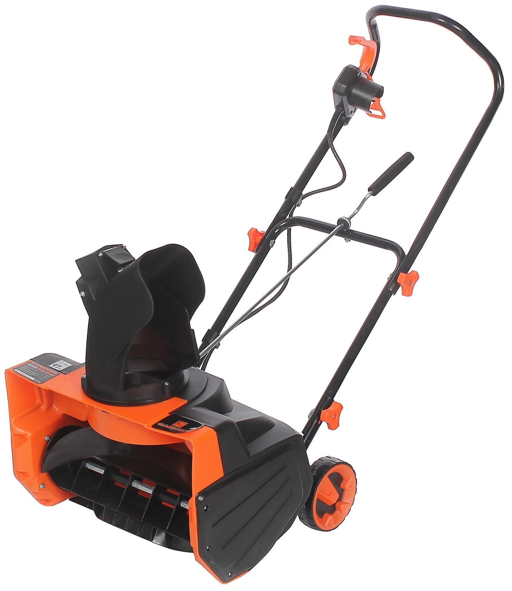 Снегоуборщик электрический CARVER STE 2146 2.1 кВт выброс 3–6 м обрезиненный шнек складная рукоятка оранжевый