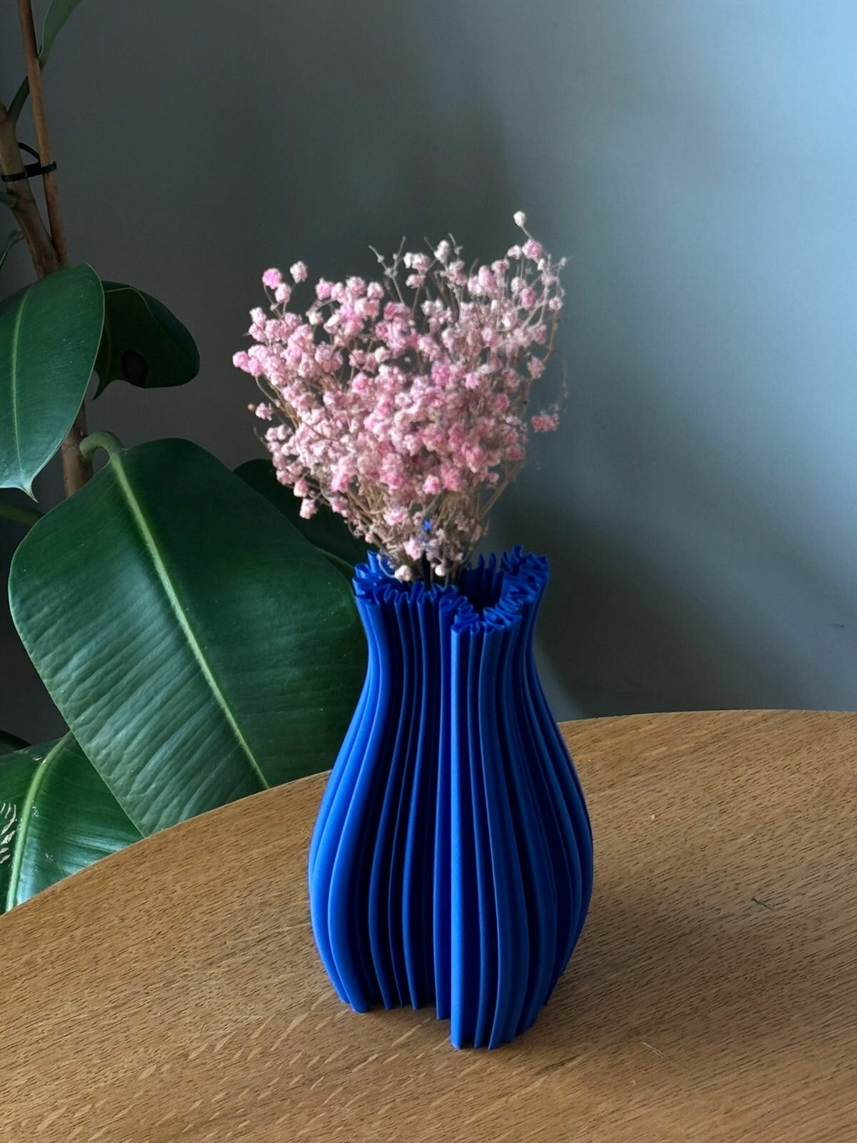 Ваза декоративная интерьерная для дома и квартиры синяя 17см