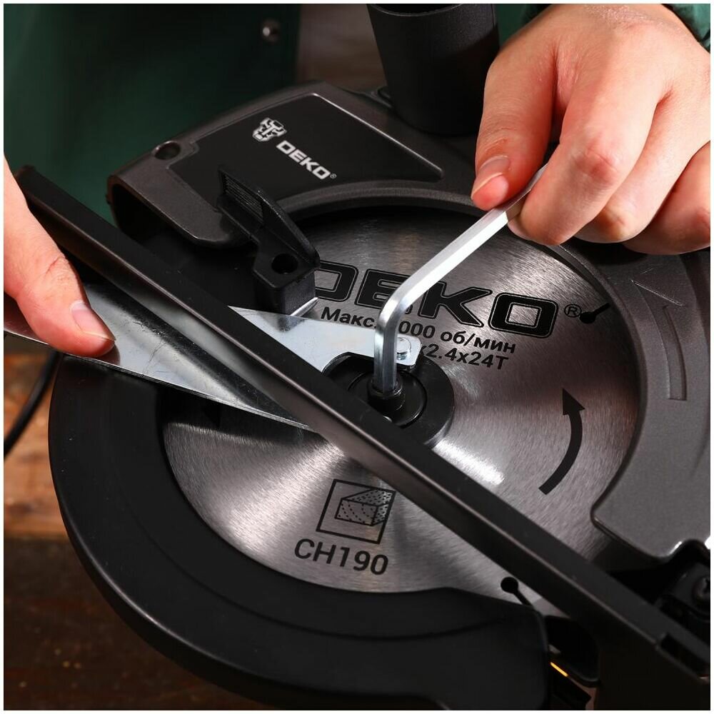 Циркулярная пила Deko CS1800-D, 1800Вт, 190мм диск 083-1101 — фото 1