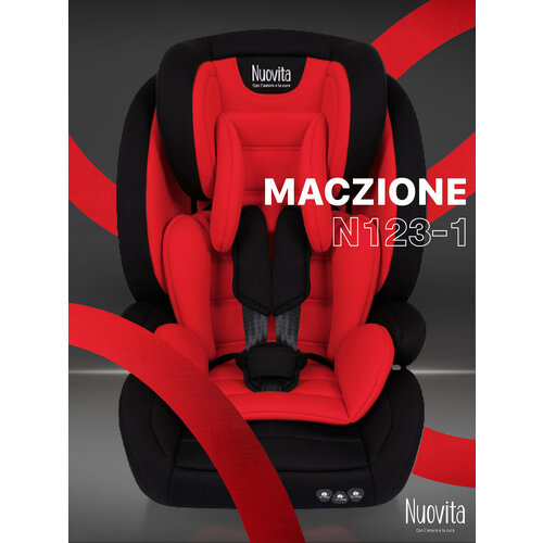 фото Автокресло детское nuovita maczione n123-1, группа 1/2/3, от 9 мес до 12 лет, весом от 9 до 36 кг/ трансформируется в бустер (rosso/красный)