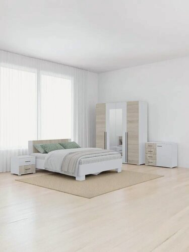 Изображение товара Спальный гарнитур Nova + Шкаф 4-х ств. Бостон Белый-Сонома, ЛДСП