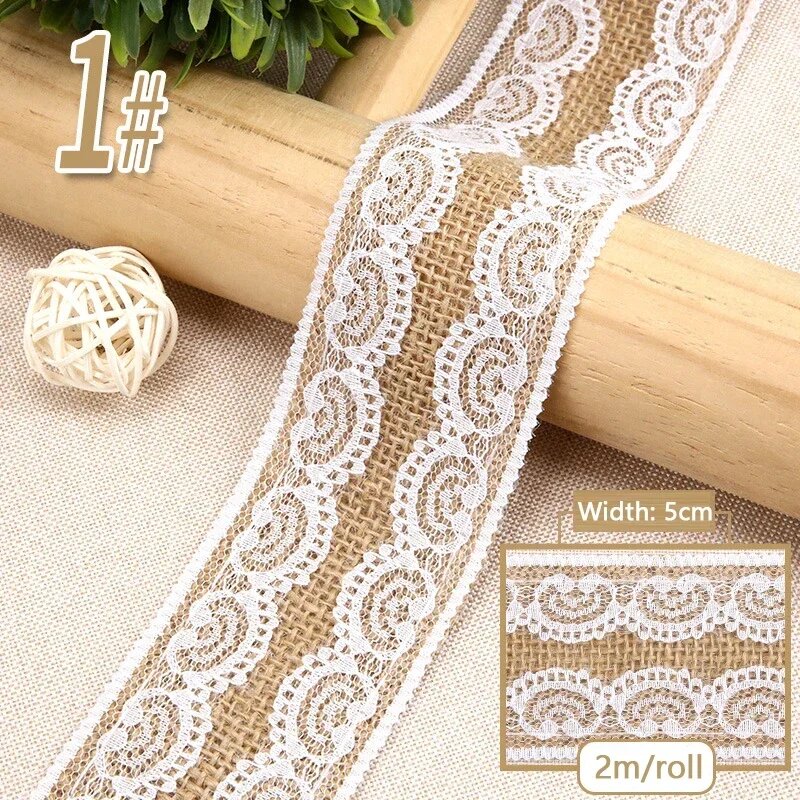 Джутовая лента из мешковины 2.5/5 см 2 м 1B 5cmx2m