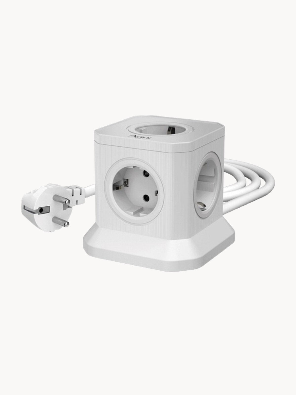 Сетевой фильтр, AGNI, 5 розеток, с предохранителем и заземлением, кабель 3м, белый