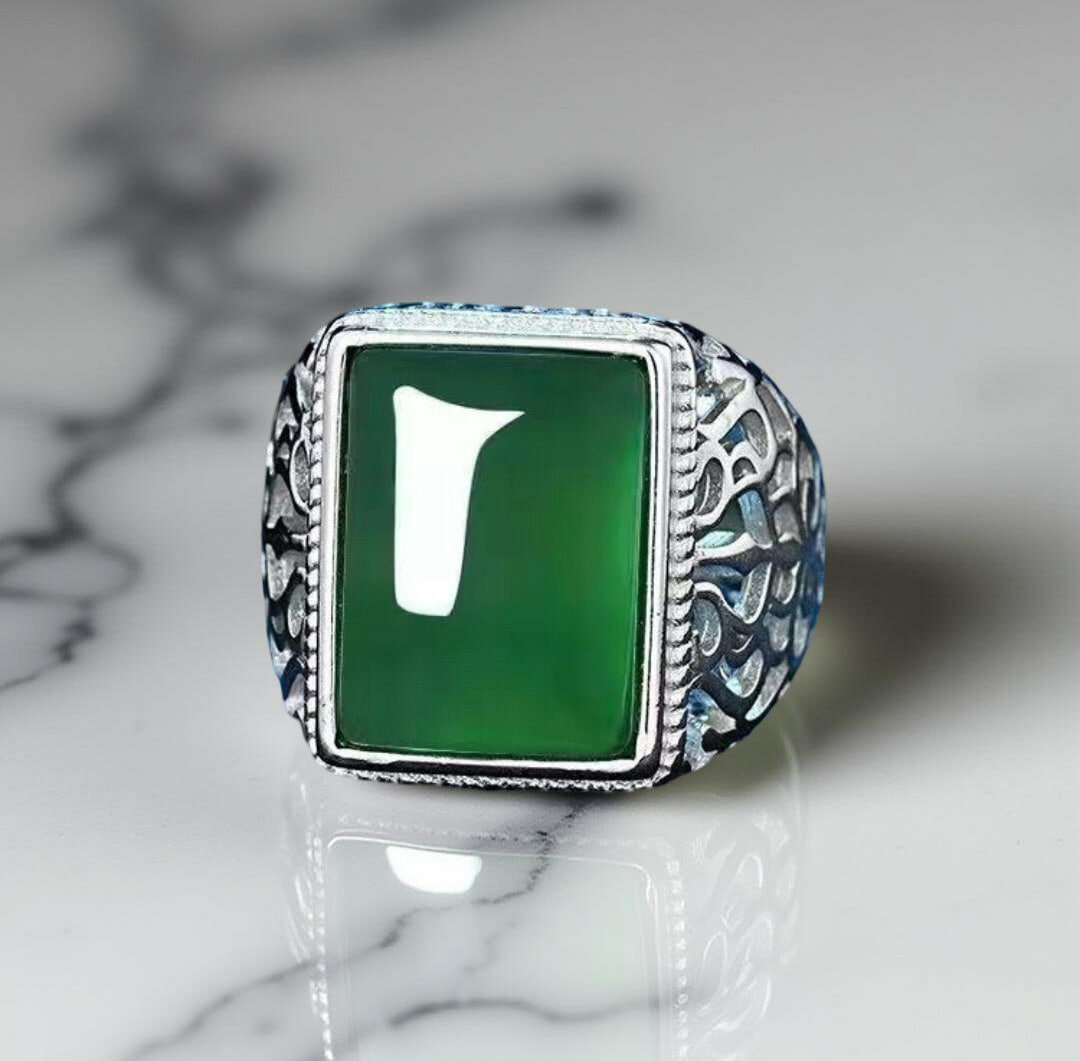 Кольцо-механизм, искусственный камень, жадеит, нефрит