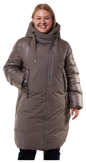 куртка  Lora Duvetti зимняя, удлиненная, силуэт прямой, капюшон, карманы, размер 54, бежевый, коричневый