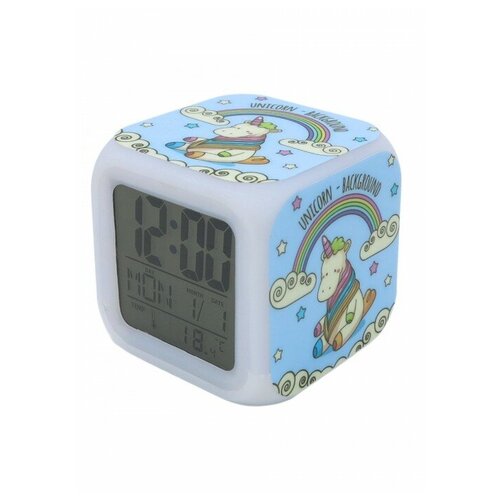 Детский настольный электронный будильник с подсветкой/ детские электронные настольные часы ночник Единорог МихиМихи