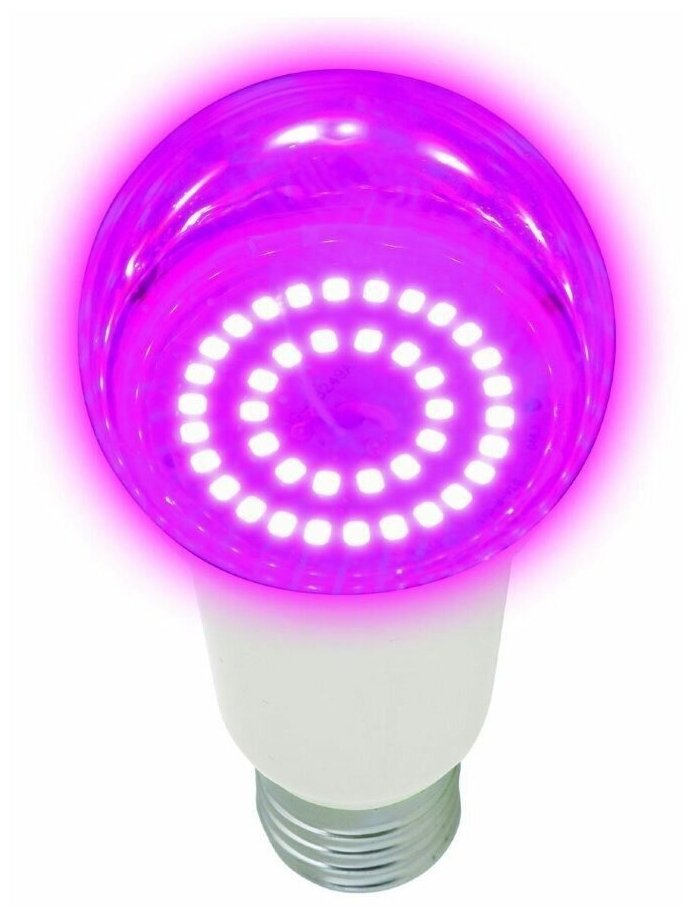 Лампа светодиодная для растений. Форма "A" прозрачная Uniel (LED-A60-15W/SPFB/E27/CL PLP30WH)
