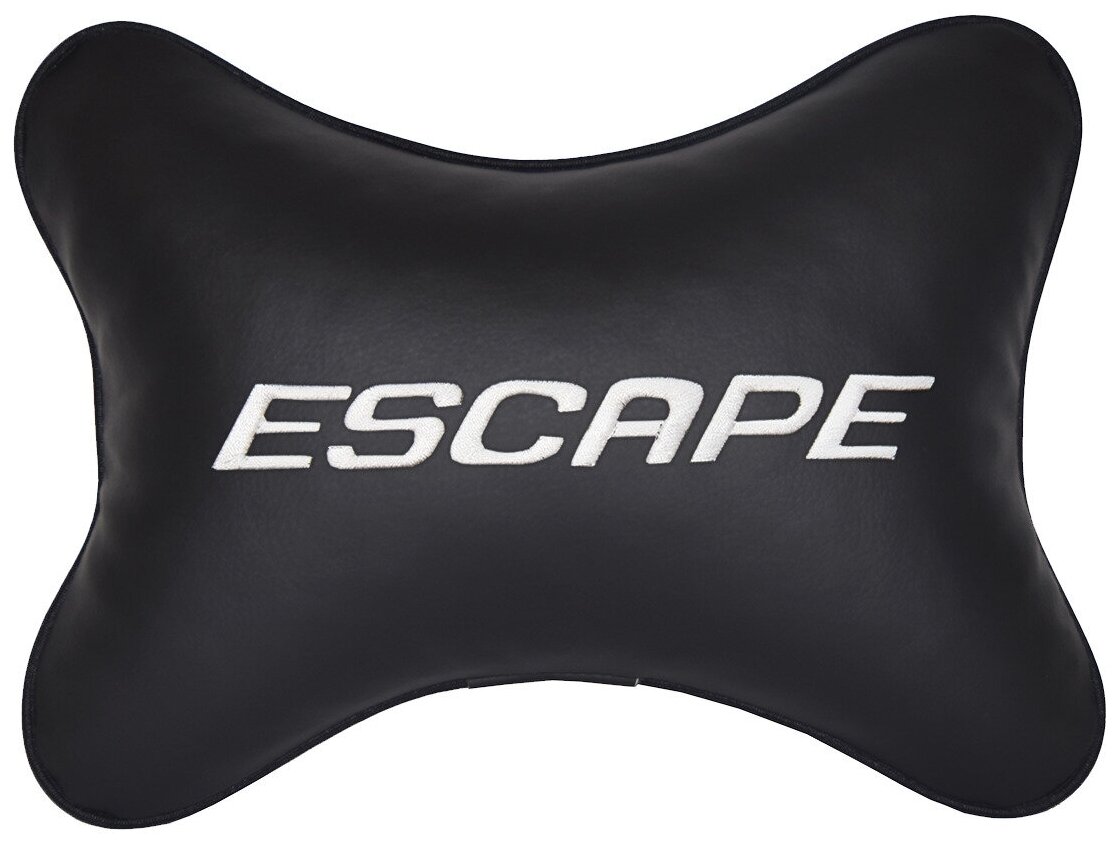 Автомобильная подушка на подголовник экокожа Black с логотипом автомобиля FORD Escape