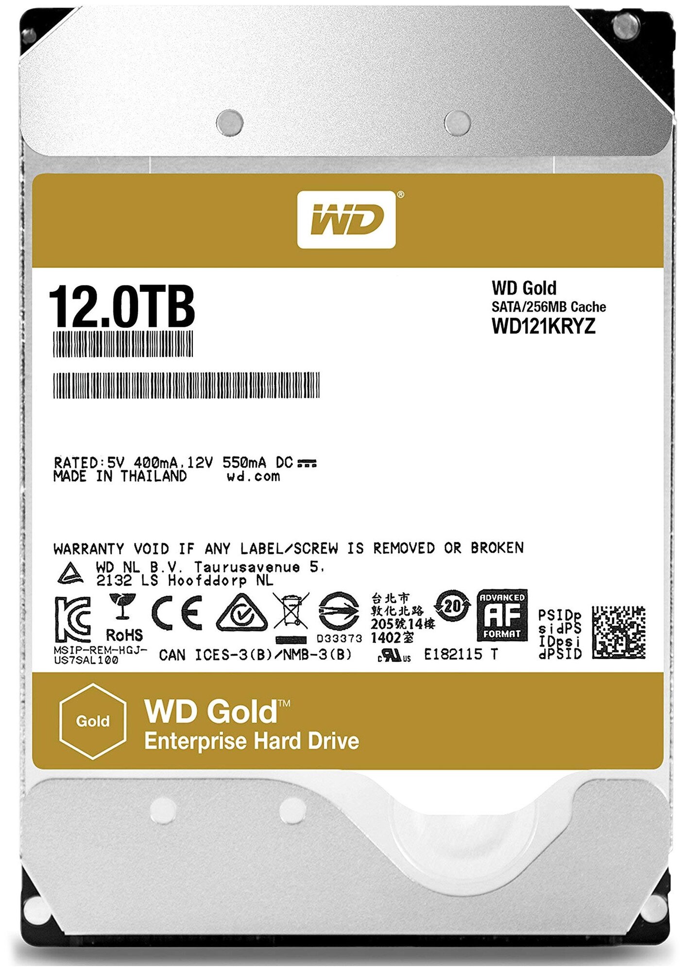 Жёсткий Диск WD Gold 12TB [WD121KRYZ]