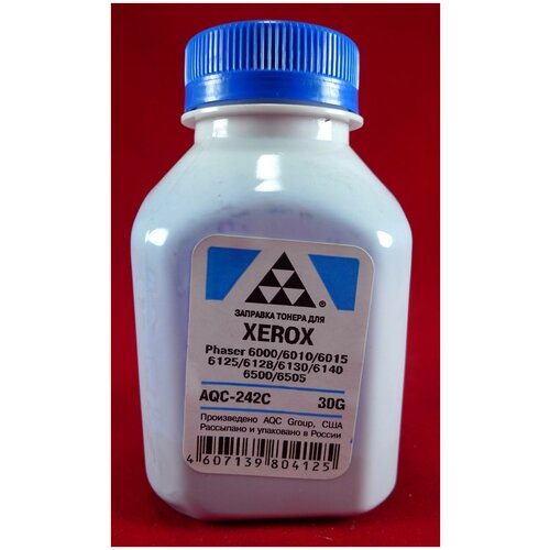 Тонер XEROX Phaser 6000, 6010, 6015, 6125, 6128, 6130, 6140, 6500, 6505, Xerox WorkCentre 6015, Cyan (фл. 30г) AQC {AQC-242C} aqc aqc 242c тонер xerox phaser 6000 голубой 30 гр совместимый