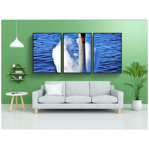 фото Набор модулных постеров для интерьера "монолитная часть вод, природа, птицы" 60x90 см. в тубусе, без рамки lotsprints