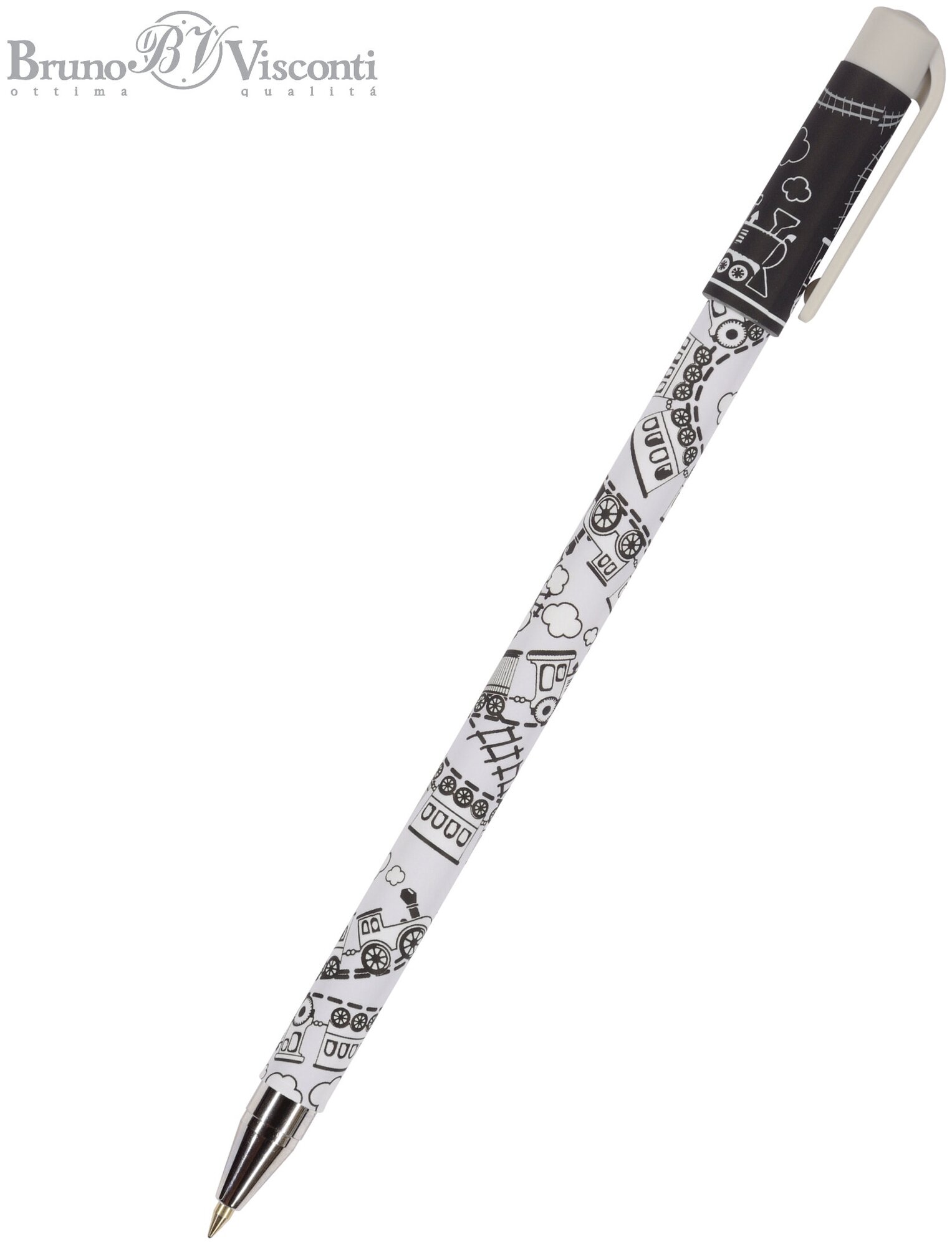 Ручка BrunoVisconti, шариковая, 0.5 мм, синяя, HappyWrite «паровозики», Арт. 20-0215/42