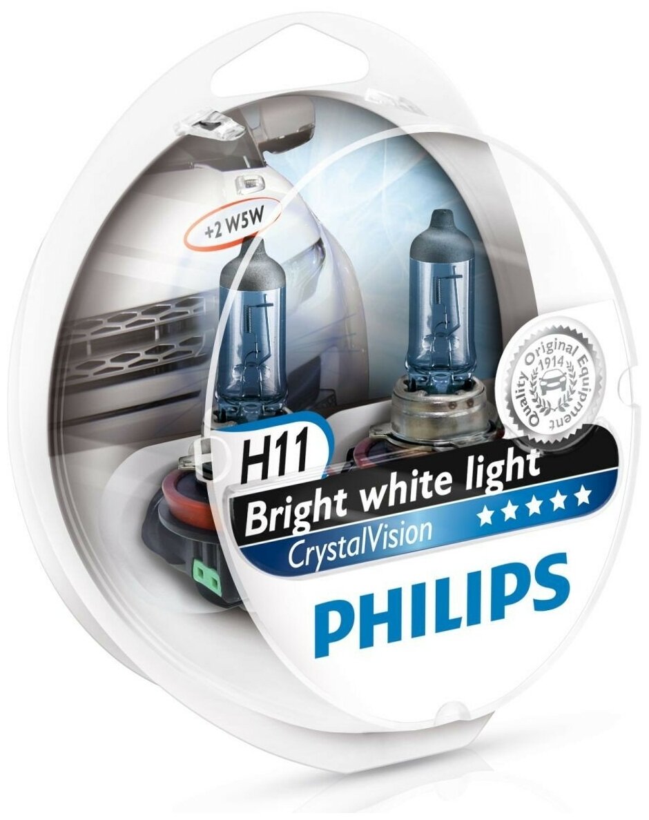 Лампа H11/W5W 12V PHILIPS CrystalVision PHILIPS-12362CVSM