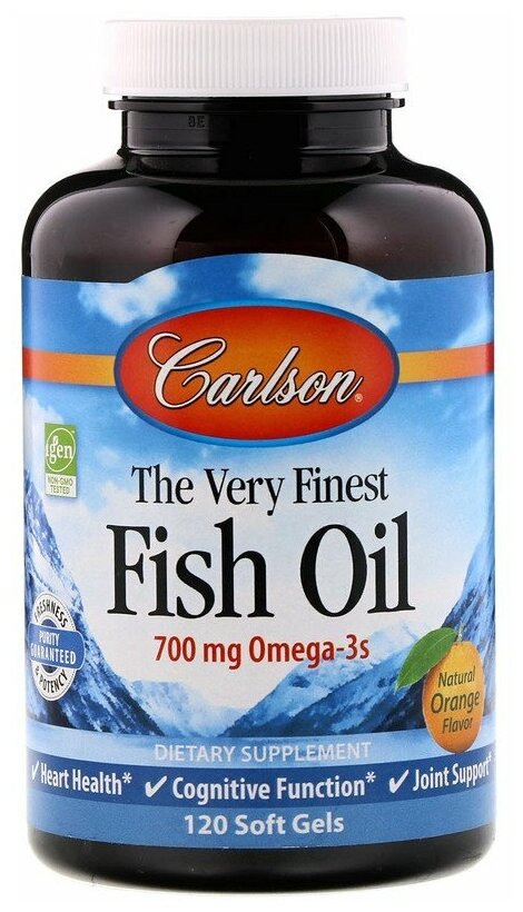 Carlson Labs Самый лучший рыбий жир натуральный апельсиновый вкус 350 мг 120 мягких таблеток