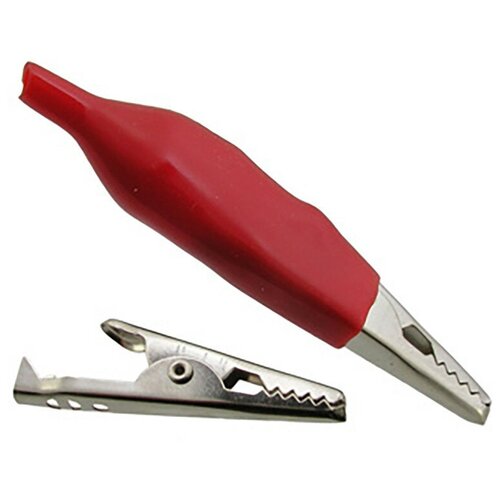 фото 8-0027 red зажим "крокодил" с изолятором 10а, 43.5мм (красный) oem