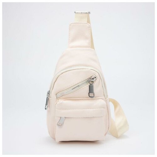 фото Сумка-слинг, отдел на молнии, 2 наружных кармана, цвет молочный mikimarket