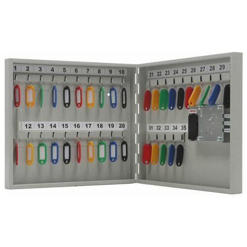 Ящик-шкафчик-ключница металлическая настенная KEY-35EL на 35 ключей 300x355x66 мм, с электронным замком, 35 брелоков с ярлычком в комплекте