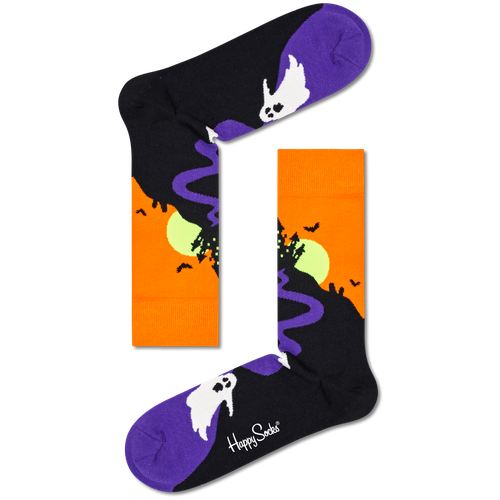 куча черепов Носки Happy Socks, размер 36-40, оранжевый, черный, фиолетовый