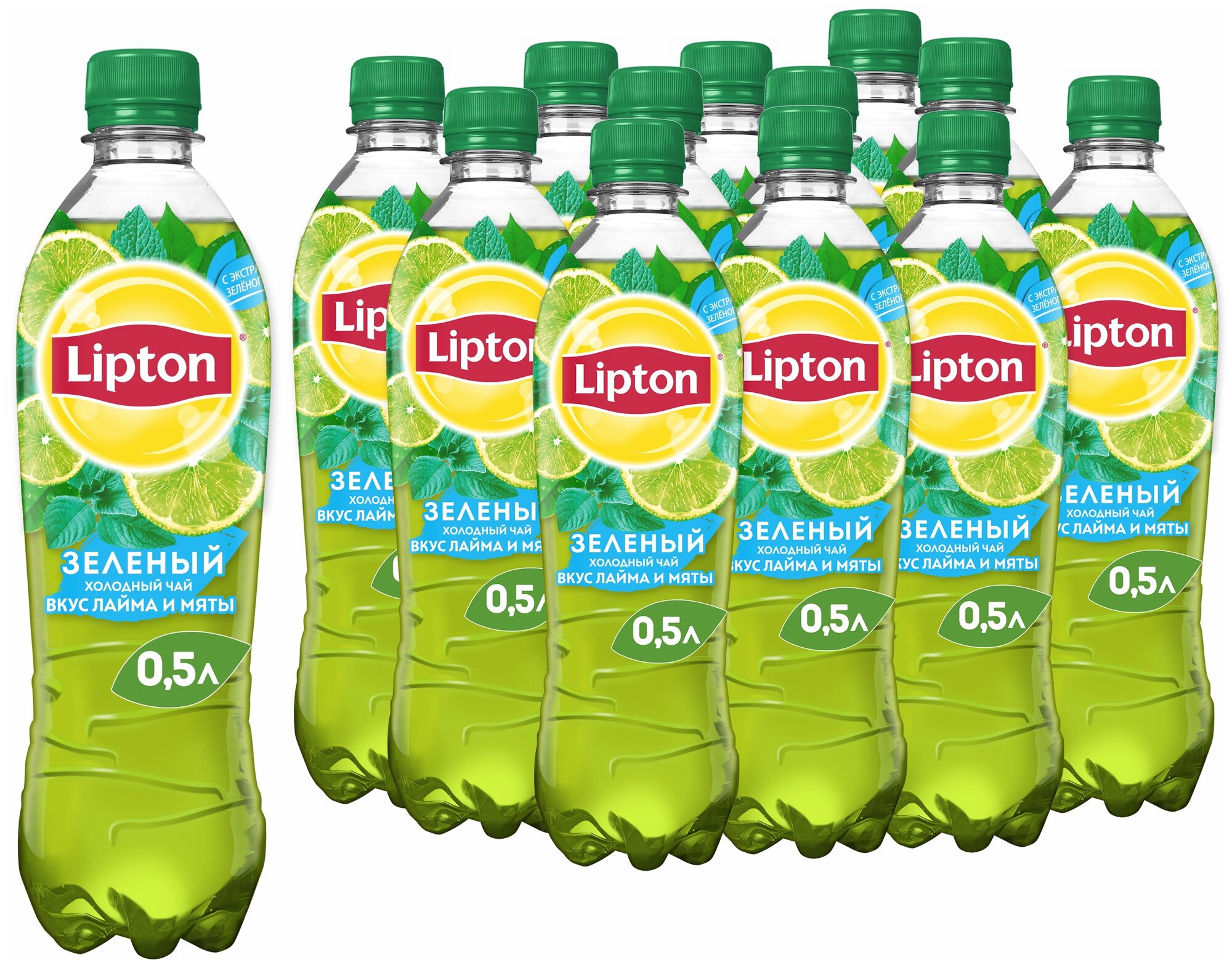 Чай Lipton Зеленый Лайм и Мята, ПЭТ, 0.5 л, 12 шт. - фотография № 1