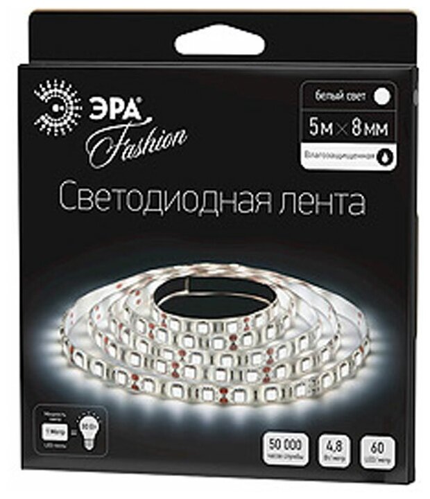 Лента светодиодная ЭРА LS3528-60LED-IP65-W 4000к -5m (мощ 4,8вт/м) - фотография № 2