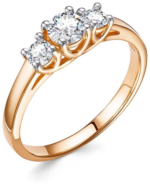 Кольцо помолвочное Vesna jewelry, красное золото, 585 проба, бриллиант, размер 17.5, бесцветный